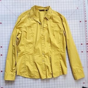 7th Avenue light yellow botton down shirt  Clasic Blouse top